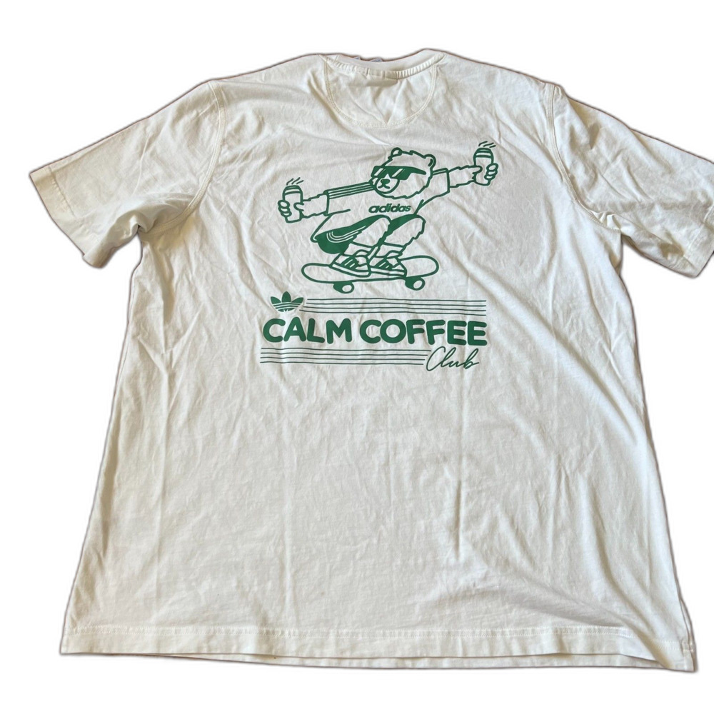 adidas Originals Calm Coffee Bear Graphic T-Shirt White Men's 2XL KE0283